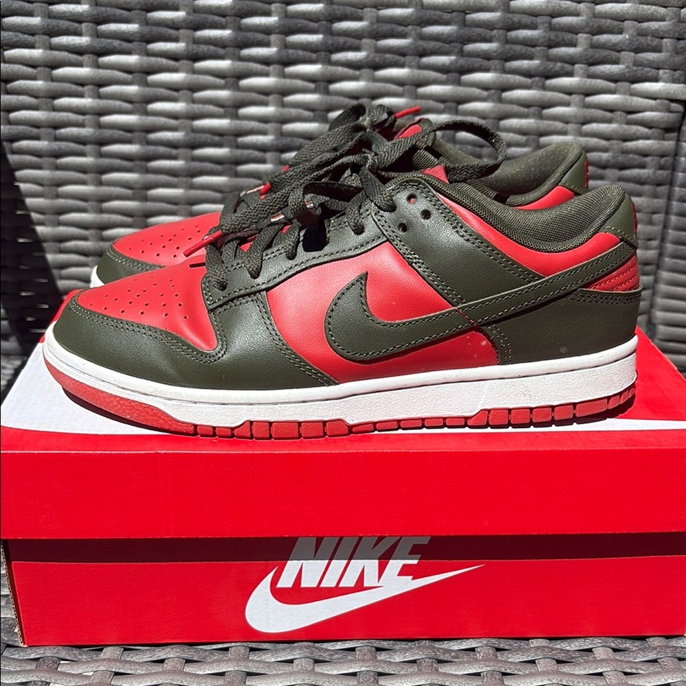 Nike Dunk Low Red and Olive